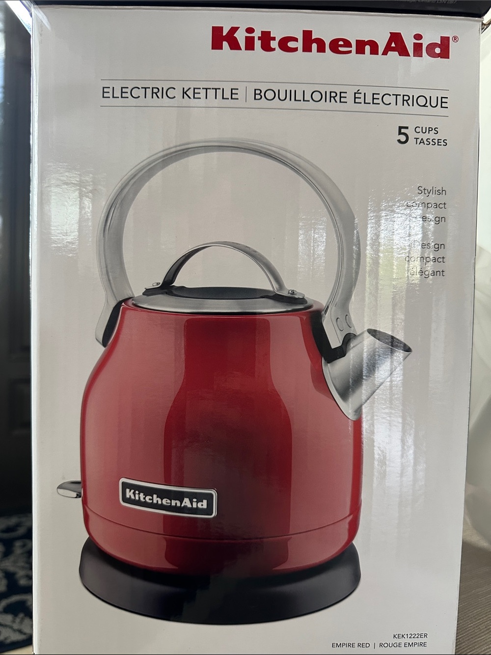 KitchenAid Red Gloss Electric Kettle with Stainless Accents KEK1222ER